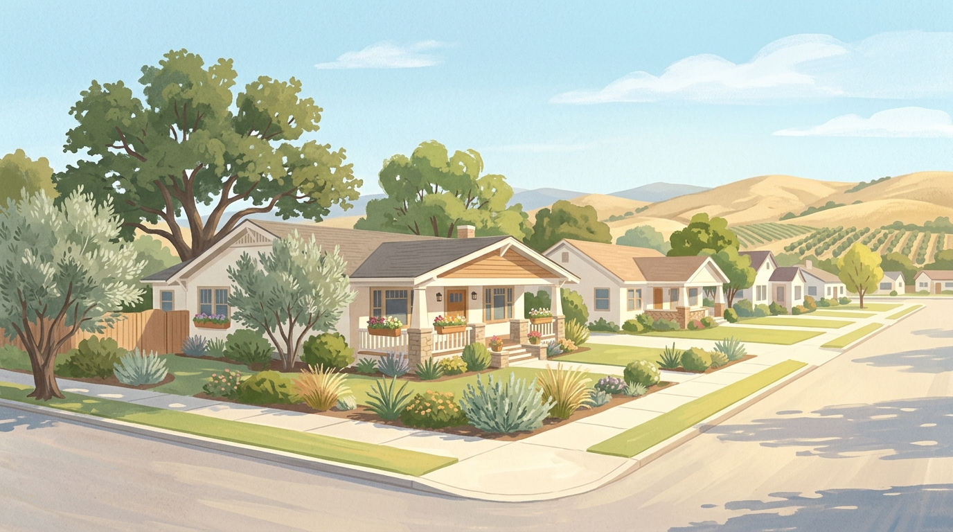 Illustration of craftsman bungalows with wide front porches