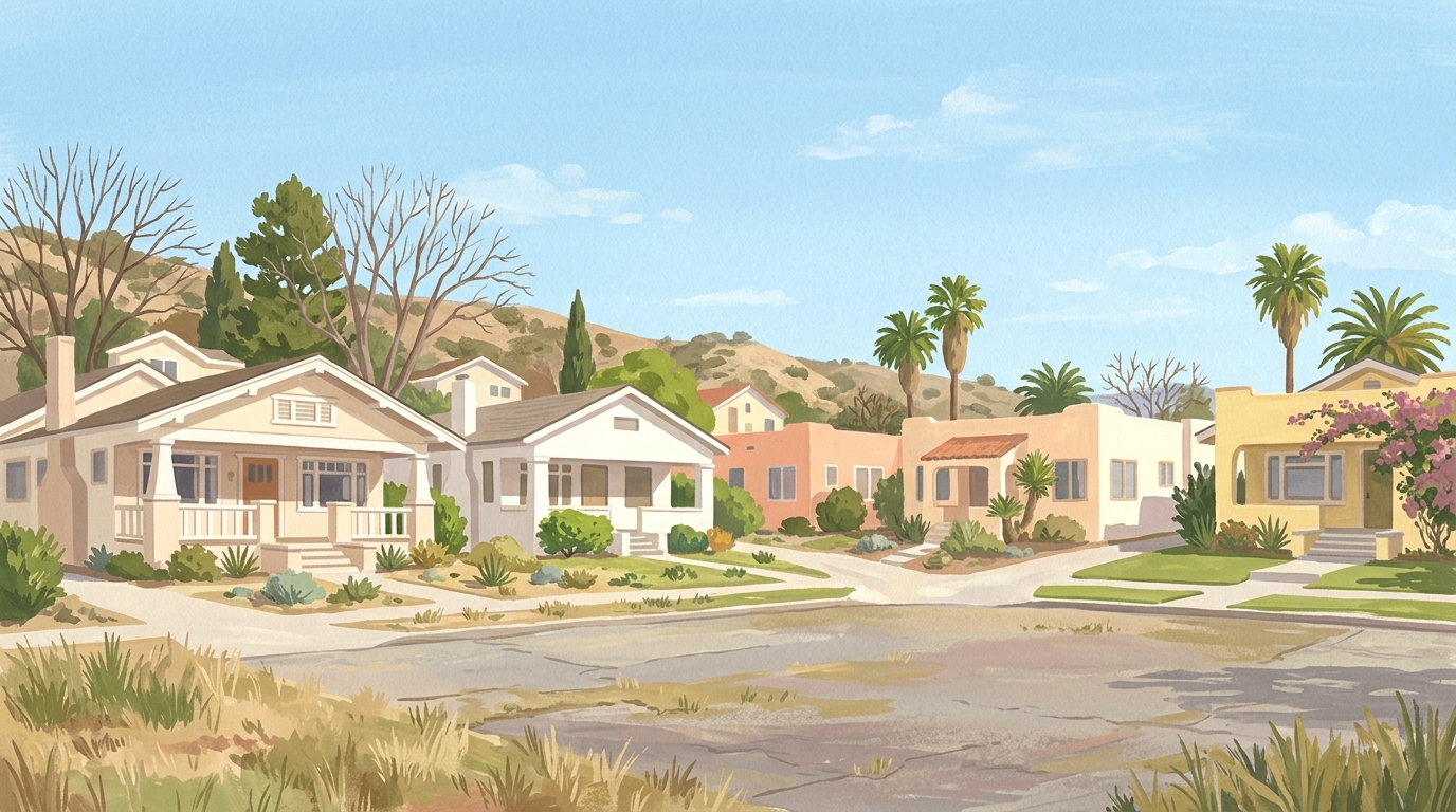 Illustration of craftsman bungalows with wide front porches